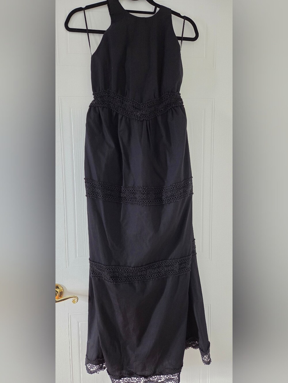 Black Lace-Trim Maxi Dress